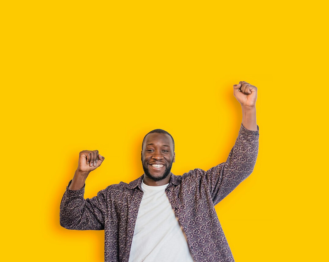 person celebrating learning milestone